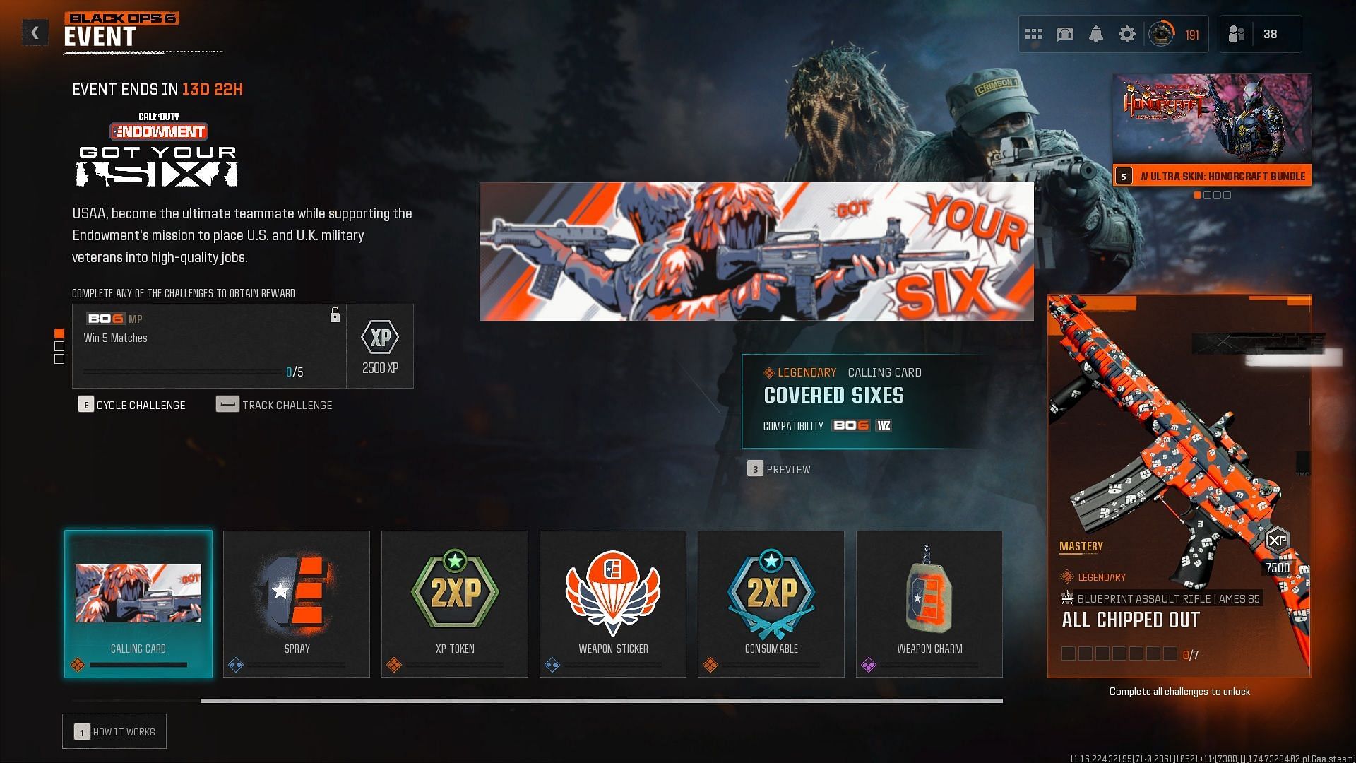 Exploring all the rewards in the COD Endowment Got Your Six event in Black Ops 6 and Warzone (Image via Sportskeeda Gaming || Activision)